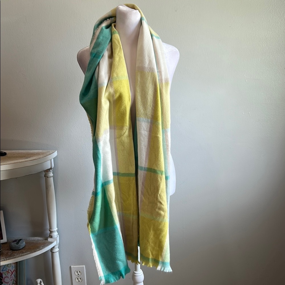 [Banana Republic] Plaid Scarf in Yellow, Green, and Cream Cashmere